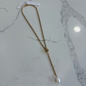 Ann Taylor Gold Chain Necklace with Pearl Drop